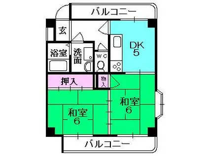 サンパレス21尼崎(2DK/4階)の間取り写真