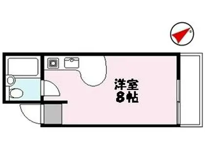 ハートハウス(ワンルーム/2階)の間取り写真