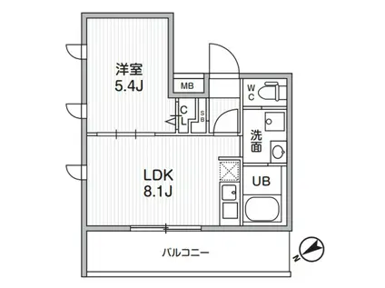 ALIVIS本八幡(1LDK/5階)の間取り写真