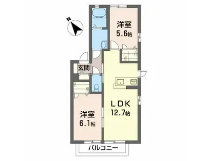 フレシールA棟(2LDK/1階)の間取り写真