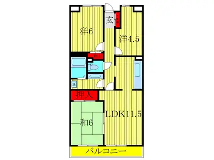 アーバン・ヒルズ21(3LDK/2階)の間取り写真