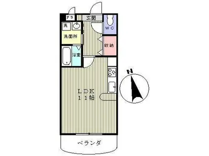 エクセルシオールII番館(ワンルーム/2階)の間取り写真