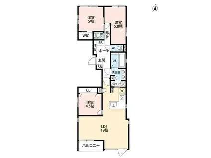 URNA SANDS(3LDK/4階)の間取り写真