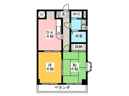 南浦和岡昭マンション(2DK/1階)の間取り写真