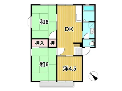 ヌマタハイツE(3DK/2階)の間取り写真