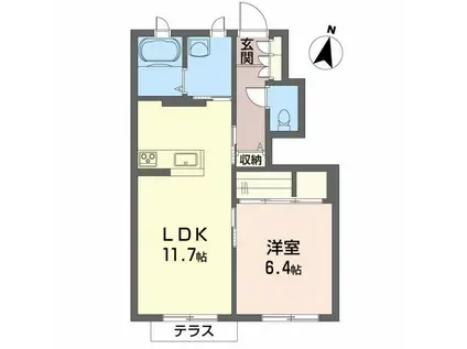 シャーメゾン・メルヴェーユA(1LDK/1階)の間取り写真