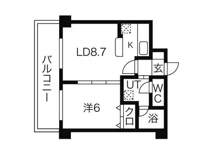 ラフィーコート(1LDK/4階)の間取り写真