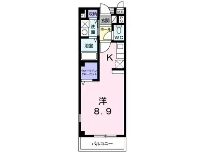 ヒルズグランデ(ワンルーム/2階)の間取り写真