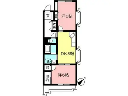 ヴァンヴェール山佐II(2DK/2階)の間取り写真