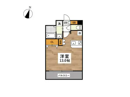 ブルグ保田窪(1K/1階)の間取り写真