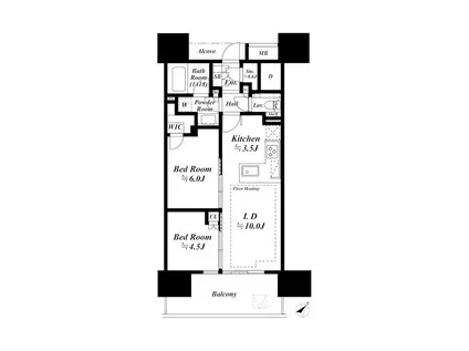 シティタワー駒沢大学ステーションコート タワー棟(2LDK/18階)の間取り写真