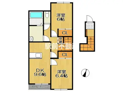 サニーヒルズ(2DK/2階)の間取り写真