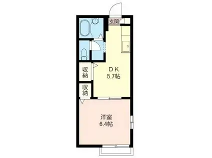 ラ・グラシューズ(1DK/2階)の間取り写真