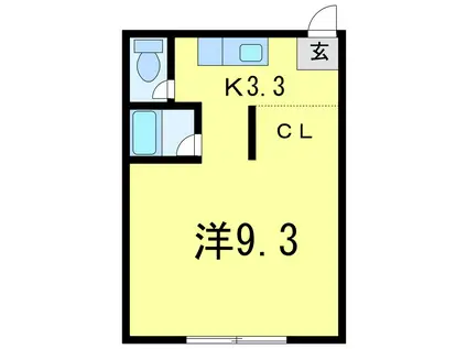 広栄荘(1K/2階)の間取り写真