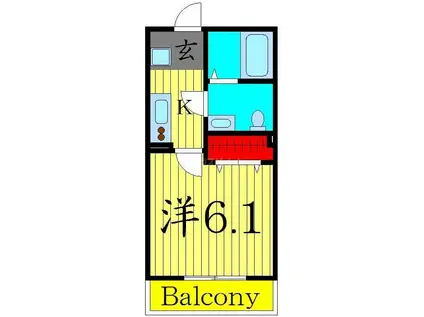 シュクル六町(1K/1階)の間取り写真