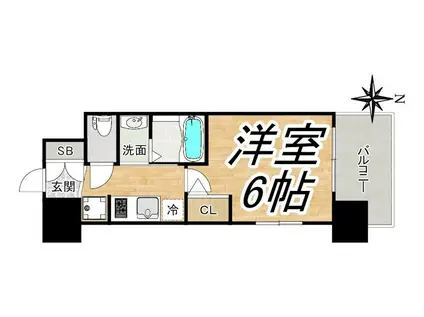 エステムコート大阪ウエストII(1K/11階)の間取り写真