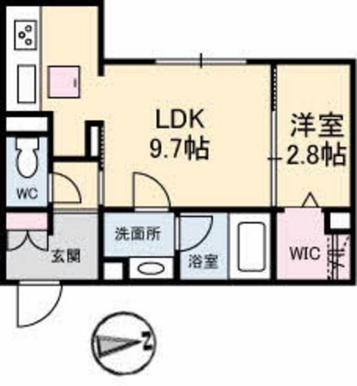 シャトル不動院前(1LDK/1階)の間取り写真