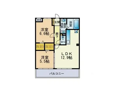 コーティアスII(2LDK/3階)の間取り写真