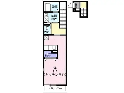 サニ-パティオII(ワンルーム/2階)の間取り写真