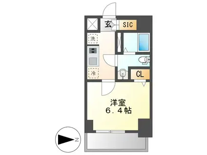 SHOKEN RESIDENCE名古屋ノース(1K/8階)の間取り写真