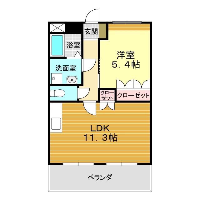 メゾン・ボヌール(1LDK/2階)の間取り写真