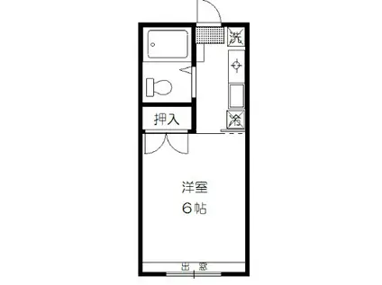 ハイツグリーンフィールズ(1K/2階)の間取り写真