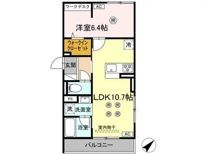 DーRESIDENCE光丘町B棟 B棟(1LDK/3階)の間取り写真