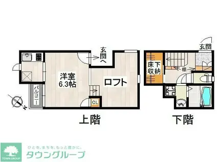 CB七里クアルト(1K/2階)の間取り写真