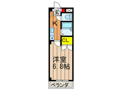 シャングリラ(1K/4階)の間取り写真