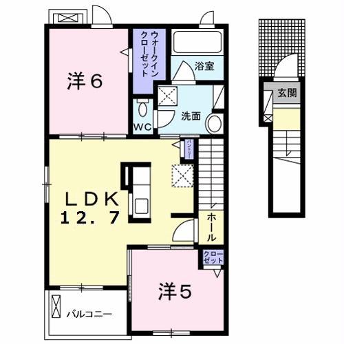 クレインガーデン(2LDK/2階)の間取り写真