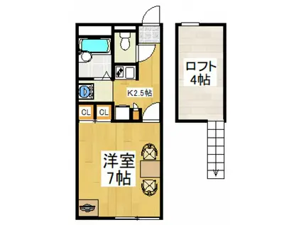 レオパレスカンタービレ(1K/1階)の間取り写真