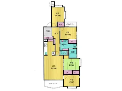 COURT HILLS 白楽東1号棟(4LDK/1階)の間取り写真