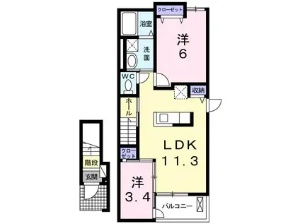 メゾン ド ソレイユ(2LDK/2階)の間取り写真