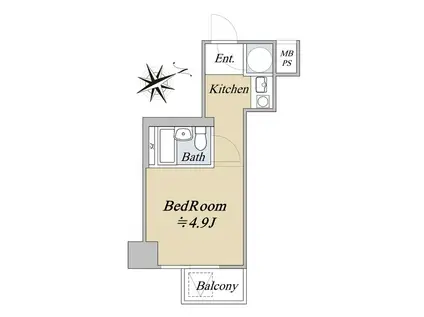 ハイツ芝大門(ワンルーム/5階)の間取り写真