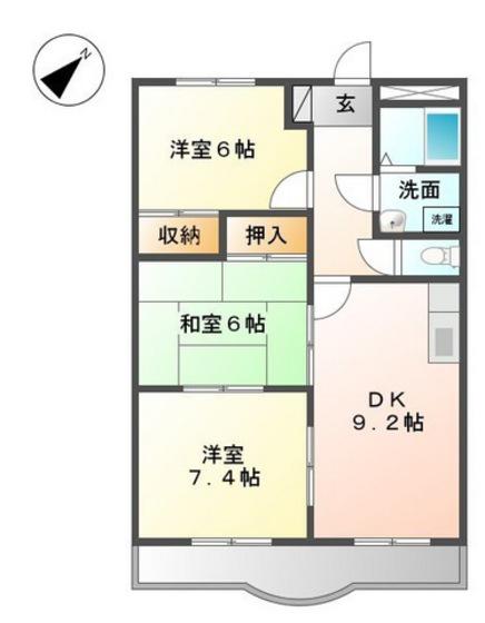 エランドール(3DK/1階)の間取り写真
