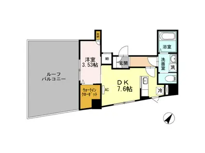 レジデンス東雪谷(1DK/5階)の間取り写真