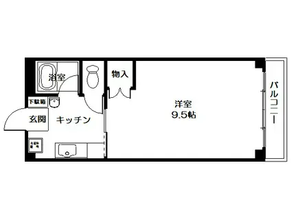 マンション倉前(1DK/2階)の間取り写真