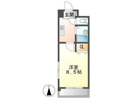 サンハイツ城西(1K/1階)の間取り写真
