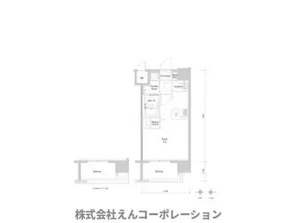 エンクレスト博多PARKSIDE(ワンルーム/2階)の間取り写真