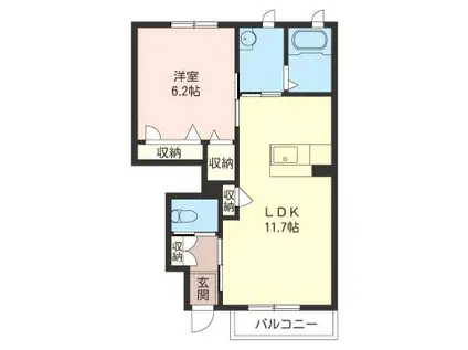 ラ・グラシューズA シャーメゾン(1LDK/1階)の間取り写真