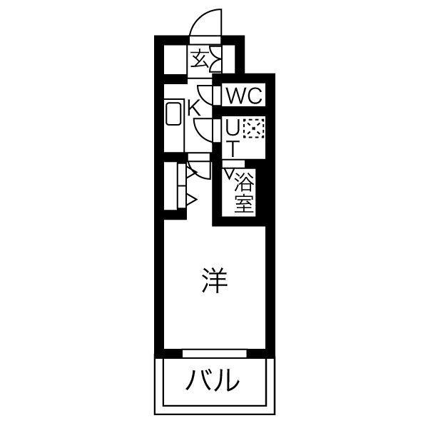 レジュールアッシュ塚本レジデンス(1K/2階)の間取り写真
