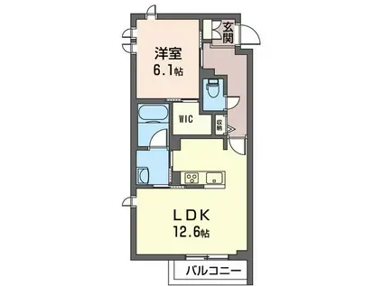 ノクタンブル(1LDK/3階)の間取り写真