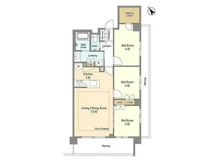 センチュリー尾山台グレイス(3LDK/2階)の間取り写真