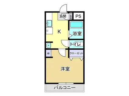 ビューハイム(1K/2階)の間取り写真