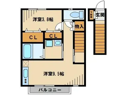 MAISON DE HANA(1LDK/2階)の間取り写真