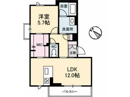 バーディアベレオ(1LDK/3階)の間取り写真