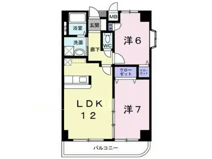 シューテル宝町(2LDK/8階)の間取り写真