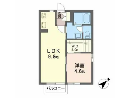 ルクエンス春日(1LDK/1階)の間取り写真