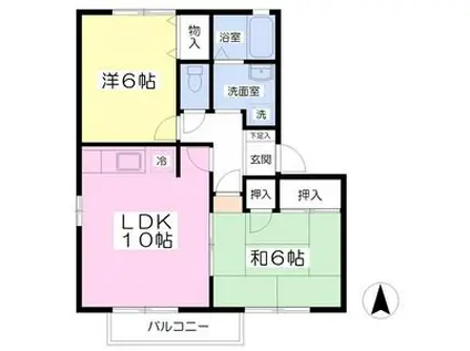 エクセルレジデンスE(2LDK/1階)の間取り写真