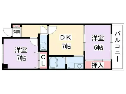 グリーンピア東寝屋川(2DK/3階)の間取り写真